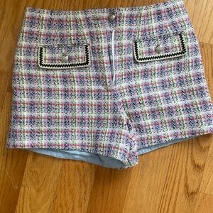 House of Harlow 1960 High Waist Plaid Shorts in Pink and Blue